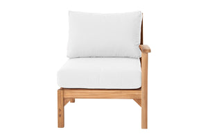 Huntington Teak Outdoor Right Arm Chair. Sunbrella Cushion