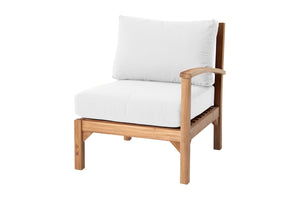 Huntington Teak Outdoor Right Arm Chair. Sunbrella Cushion