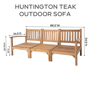 6 pc Huntington Teak Outdoor Deep Seating Group with 52" Chat Table. Sunbrella Cushion