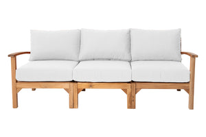 6 pc Huntington Teak Outdoor Deep Seating Group with 36" Chat Table. Sunbrella Cushion