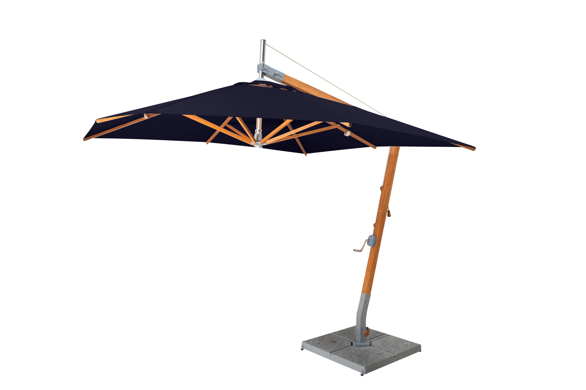 buy bamboo patio umbrella Bambrella 8.5' Square Sirocco Side Wind Bamboo Manual Lift Cantilever – Willow Creek Designs