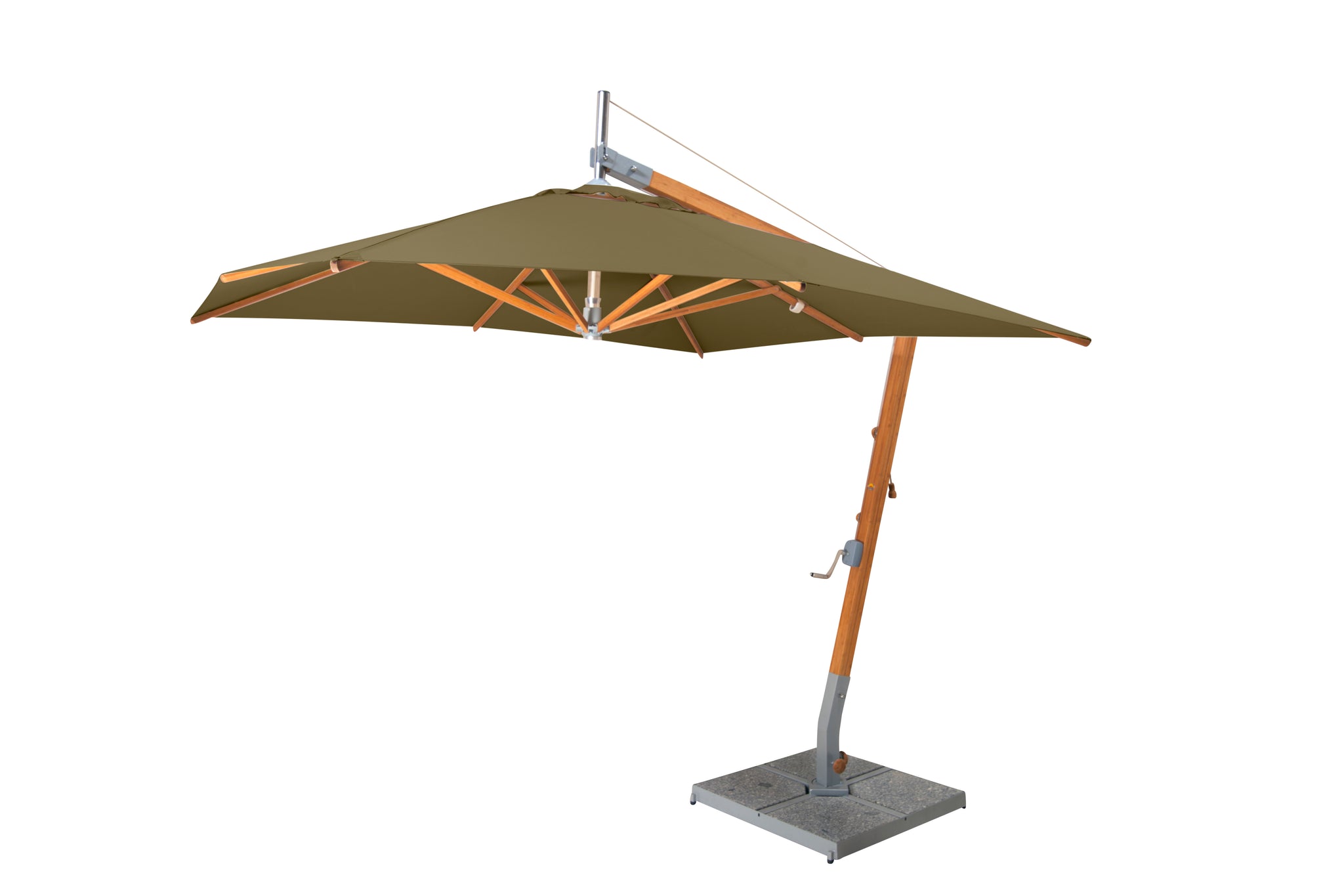 Bambrella 8.5' Square Sirocco Side Wind Bamboo Manual Lift Cantilever – Willow Creek Designs