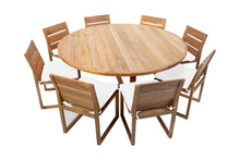 9 pc Venice Teak Armless Dining Set with 72" Round Dining Table