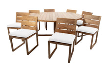 9 pc Venice Teak Armless Dining Set with 72" Round Dining Table