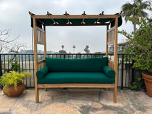 Huntington Teak Arbor Bench. Sunbrella Cushion.