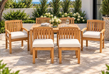 7 pc Huntington Teak Dining Set with 72" Rectangle Dining Table. Sunbrella Cushion.