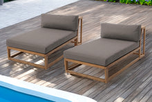 Set of 2 Laguna Teak Outdoor Chaise Lounger. Sunbrella Cushion.