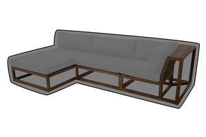 3 pc Laguna Teak Sectional Chaise Lounger Deep Seating Group WeatherMAX Outdoor Weather Cover