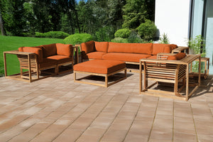 5 pc Laguna Teak Deluxe Sofa Deep Seating Group Loveseat with Ottoman. Sunbrella Cushion