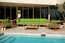 5 pc Laguna Teak Deluxe Sofa Deep Seating Group with Coffee Table. Sunbrella Cushion