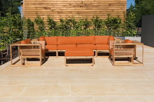 5 pc Laguna Teak Deluxe Sofa Deep Seating Group with Ottoman. Sunbrella Cushion