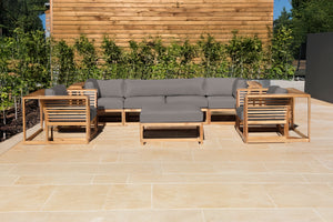 5 pc Laguna Teak Deluxe Sofa Deep Seating Group with Ottoman. Sunbrella Cushion