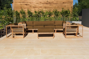 5 pc Laguna Teak Deluxe Sofa Deep Seating Group with Ottoman. Sunbrella Cushion