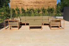 5 pc Laguna Teak Deluxe Sofa Deep Seating Group with Ottoman. Sunbrella Cushion