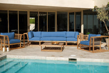 5 pc Laguna Teak Deluxe Sofa Deep Seating Group with Coffee Table. Sunbrella Cushion