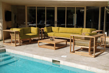 5 pc Laguna Teak Deluxe Sofa Deep Seating Group Loveseat with Coffee Table. Sunbrella Cushion
