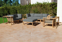 5 pc Laguna Teak Sofa Deep Seating Group Loveseat with Ottoman. Sunbrella Cushion