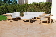 5 pc Laguna Teak Sofa Deep Seating Group Loveseat with Ottoman. Sunbrella Cushion