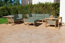 5 pc Laguna Teak Sofa Deep Seating Group Loveseat with Ottoman. Sunbrella Cushion