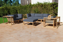5 pc Laguna Teak Sofa Deep Seating Group Loveseat with Ottoman. Sunbrella Cushion