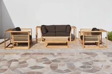 5 pc Laguna Teak Loveseat Deep Seating Group with Coffee Table. Sunbrella Cushion