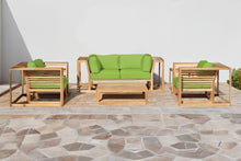 5 pc Laguna Teak Loveseat Deep Seating Group with Coffee Table. Sunbrella Cushion