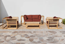 5 pc Laguna Teak Loveseat Deep Seating Group with Coffee Table. Sunbrella Cushion