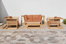 5 pc Laguna Teak Loveseat Deep Seating Group with Coffee Table. Sunbrella Cushion