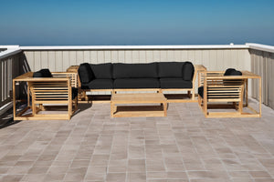 5 pc Laguna Teak Sofa Deep Seating Group with Coffee Table. Sunbrella Cushion