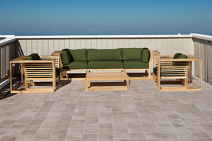 5 pc Laguna Teak Sofa Deep Seating Group with Coffee Table. Sunbrella Cushion