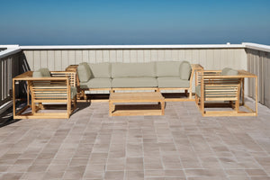 5 pc Laguna Teak Sofa Deep Seating Group with Coffee Table. Sunbrella Cushion