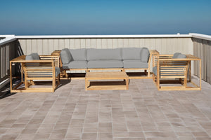 5 pc Laguna Teak Sofa Deep Seating Group with Coffee Table. Sunbrella Cushion