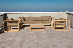 5 pc Laguna Teak Sofa Deep Seating Group with Coffee Table. Sunbrella Cushion