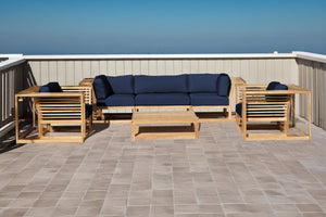 5 pc Laguna Teak Sofa Deep Seating Group with Coffee Table. Sunbrella Cushion