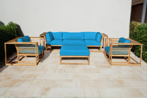 5 pc Laguna Teak Sofa Deep Seating Group with Ottoman. Sunbrella Cushion
