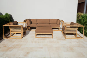 5 pc Laguna Teak Sofa Deep Seating Group with Ottoman. Sunbrella Cushion
