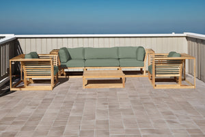 5 pc Laguna Teak Sofa Deep Seating Group with Coffee Table. Sunbrella Cushion
