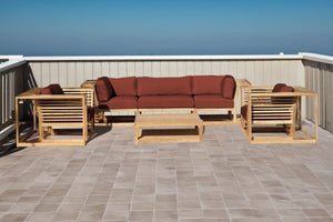5 pc Laguna Teak Sofa Deep Seating Group with Coffee Table. Sunbrella Cushion