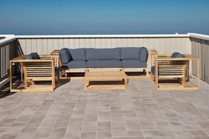 5 pc Laguna Teak Sofa Deep Seating Group with Coffee Table. Sunbrella Cushion