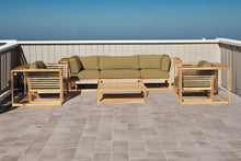 5 pc Laguna Teak Sofa Deep Seating Group with Coffee Table. Sunbrella Cushion