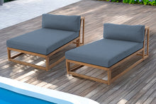 Set of 2 Laguna Teak Outdoor Chaise Lounger. Sunbrella Cushion.