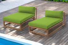 Set of 2 Laguna Teak Outdoor Chaise Lounger. Sunbrella Cushion.