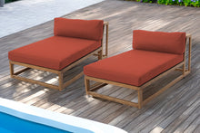 Set of 2 Laguna Teak Outdoor Chaise Lounger. Sunbrella Cushion.