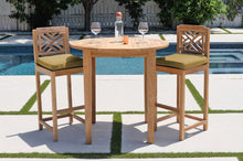 3 pc Monterey Teak Bar with 40" Round Bar Table. Sunbrella Cushion.