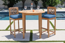 3 pc Monterey Teak Bar with 40" Round Bar Table. Sunbrella Cushion.