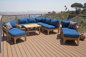 10 pc Monterey Teak Sectional Seating Group with 36" Chat Table. Sunbrella Cushion.