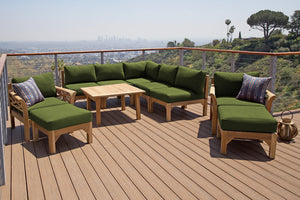 10 pc Monterey Teak Sectional Seating Group with 36" Chat Table. Sunbrella Cushion.