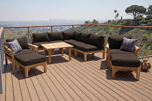 10 pc Monterey Teak Sectional Seating Group with 36" Chat Table. Sunbrella Cushion.