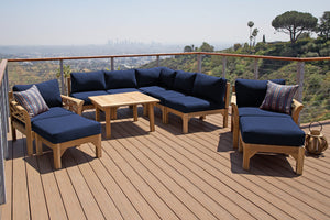10 pc Monterey Teak Sectional Seating Group with 36" Chat Table. Sunbrella Cushion.
