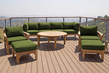 10 pc Monterey Teak Seating Group with 52" Chat Table. Sunbrella Cushion.